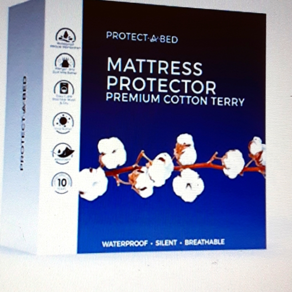 Protect A Bed Premium Terry Cloth Waterproof Mattress Protector White King New…